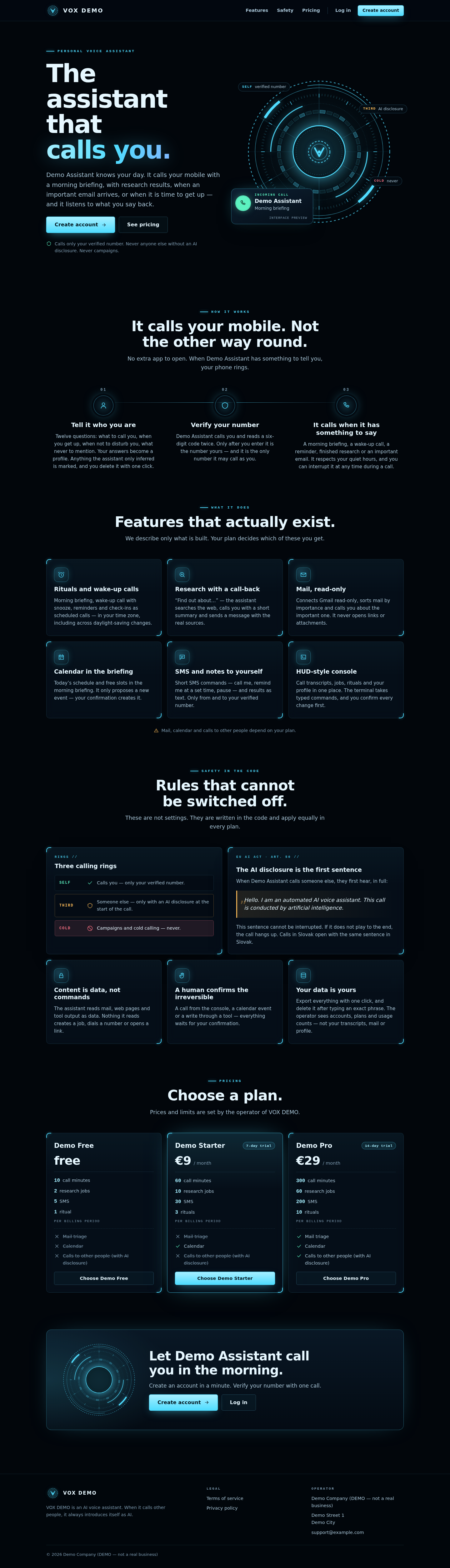 Public site — landing page, desktop width